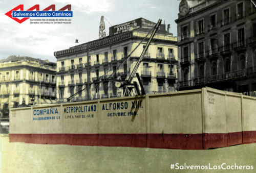01  Vallado y grúa para el primer pozo en la Puerta del Sol 1917