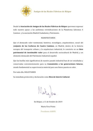 27 2019-10-11. Carta apoyo Cocheras4C AARFR
